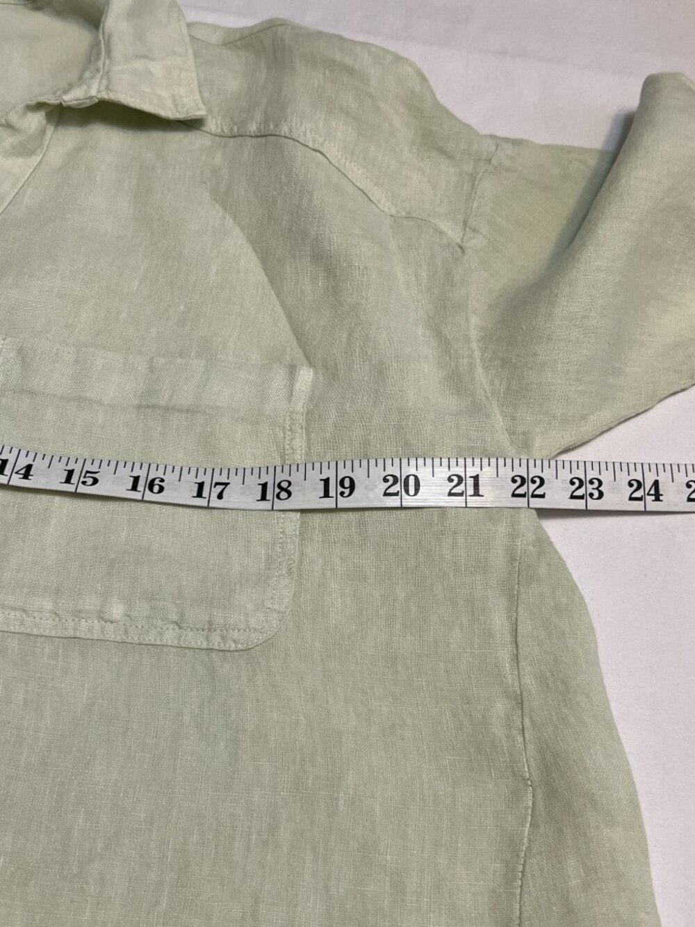 Zara Womens Linen Button Up Shirt Size L Green Cropped Short Sleeve Casual Top - Picture 6 of 7